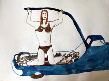 antje dorn - motorgirls - gouache auf papier